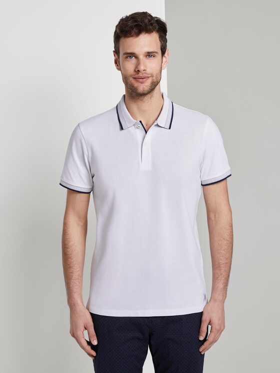 Poloshirt mit Kontrastblende - Männer - White Poloshirt mit Kontrastblende - Männer - White - 1 - TOM TAILOR