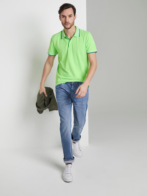 Poloshirt mit Kontrastblende - Männer - neon gecko green Poloshirt mit Kontrastblende - Männer - neon gecko green - 3 - TOM TAILOR