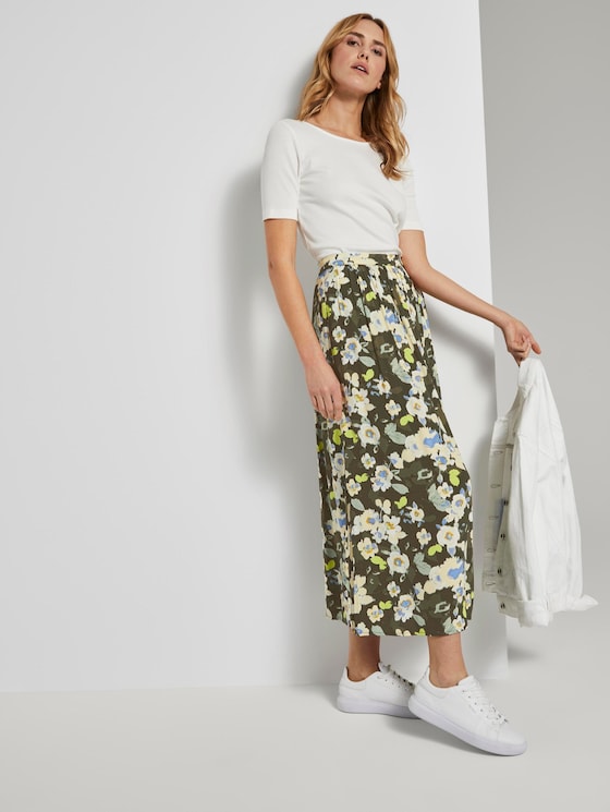 Flowing maxi skirt with a floral print - Women - khaki floral design Flowing maxi skirt with a floral print - Women - khaki floral design - 3 - TOM TAILOR