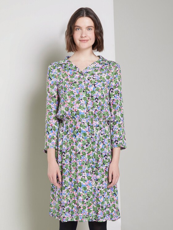 Printed dress with a lapel collar - Women - colorful floral design Printed dress with a lapel collar - Women - colorful floral design - 1 - TOM TAILOR