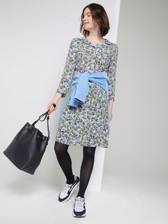 Printed dress with a lapel collar - Women - colorful floral design Printed dress with a lapel collar - Women - colorful floral design - 3 - TOM TAILOR