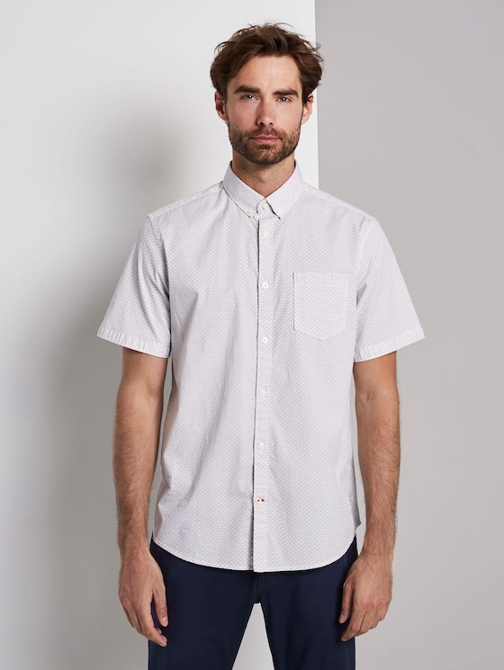 Gemustertes Hemd - Männer - white navy red minimal design Gemustertes Hemd - Männer - white navy red minimal design - 1 - TOM TAILOR