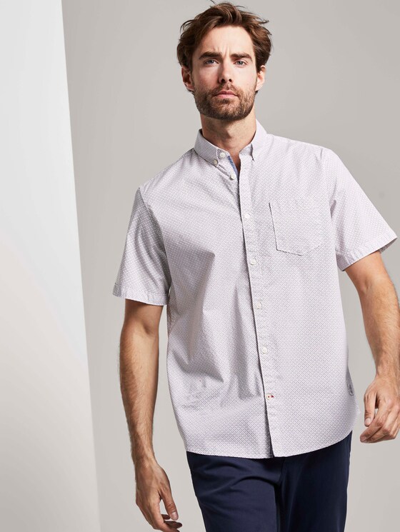 Gemustertes Hemd - Männer - white navy red minimal design Gemustertes Hemd - Männer - white navy red minimal design - 5 - TOM TAILOR