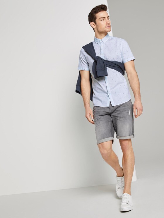 Gemustertes Kurzarm-Hemd - Männer - light blue navy grid design Gemustertes Kurzarm-Hemd - Männer - light blue navy grid design - 3 - TOM TAILOR