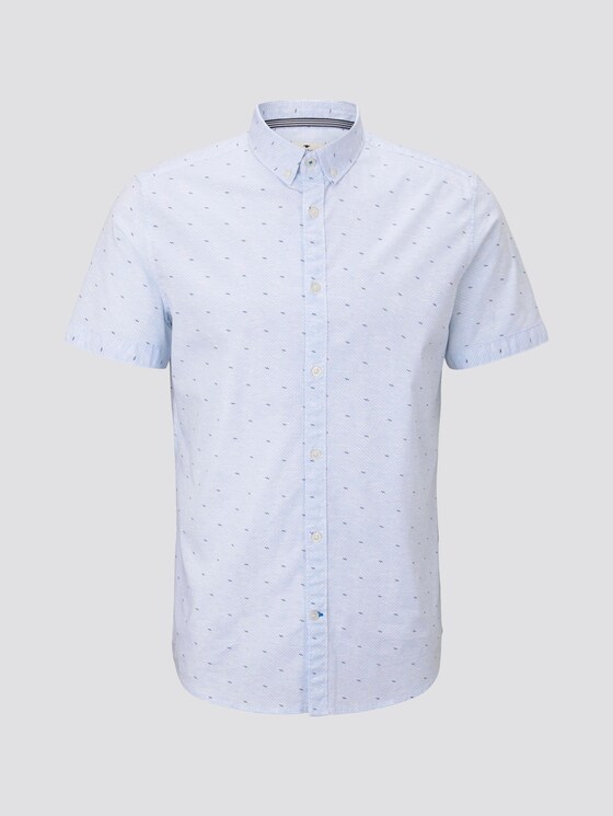 Gemustertes Kurzarm-Hemd - Männer - light blue navy grid design Gemustertes Kurzarm-Hemd - Männer - light blue navy grid design - 7 - TOM TAILOR