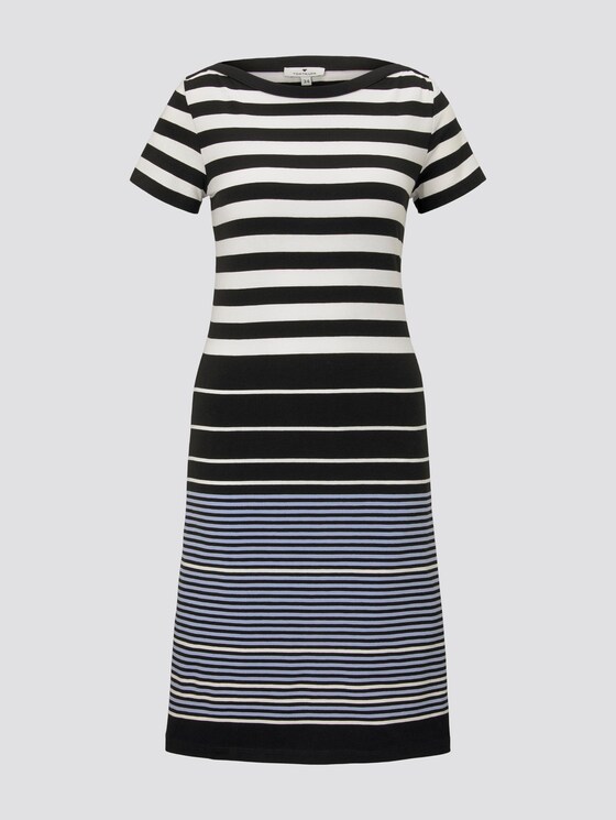 Jersey dress with stripes - Women - black white stripe design Jersey dress with stripes - Women - black white stripe design - 7 - TOM TAILOR