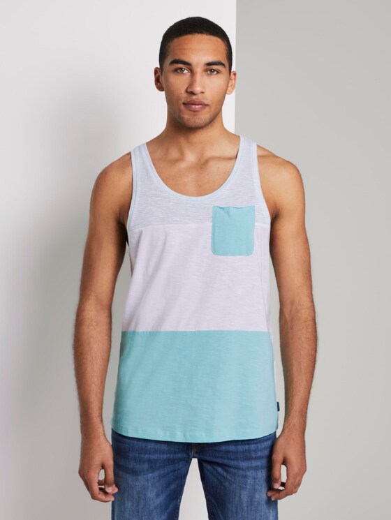 Top in a colour block art design - Men - soft sky blue yarn dye stripe Top in a colour block art design - Men - soft sky blue yarn dye stripe - 1 - TOM TAILOR Denim