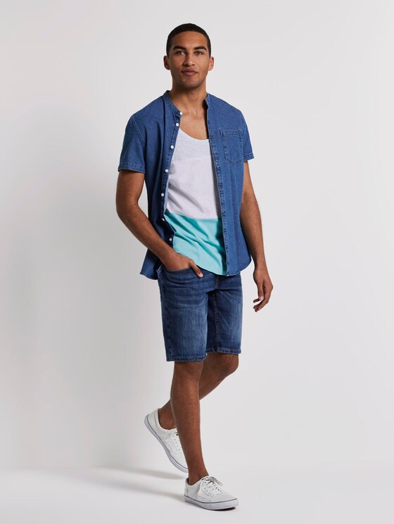 Top in a colour block art design - Men - soft sky blue yarn dye stripe Top in a colour block art design - Men - soft sky blue yarn dye stripe - 3 - TOM TAILOR Denim