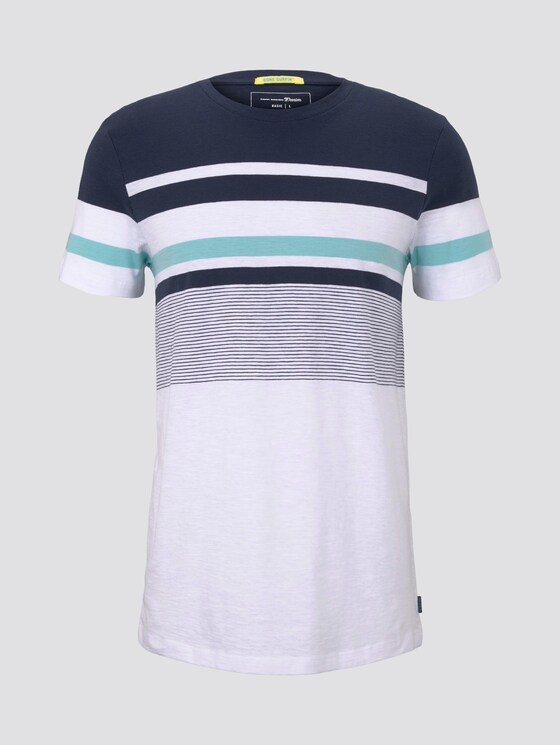 Striped T-shirt - Men - Agate Stone Blue Striped T-shirt - Men - Agate Stone Blue - 7 - TOM TAILOR Denim