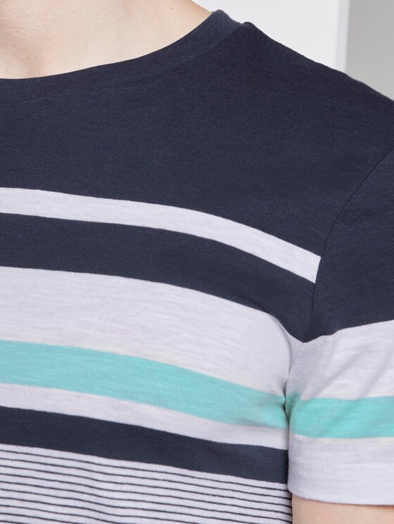 Striped T-shirt - Men - Agate Stone Blue Striped T-shirt - Men - Agate Stone Blue - 9 - TOM TAILOR Denim