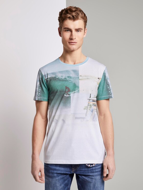 T-Shirt mit Foto-Prints - Männer - White T-Shirt mit Foto-Prints - Männer - White - 1 - TOM TAILOR Denim