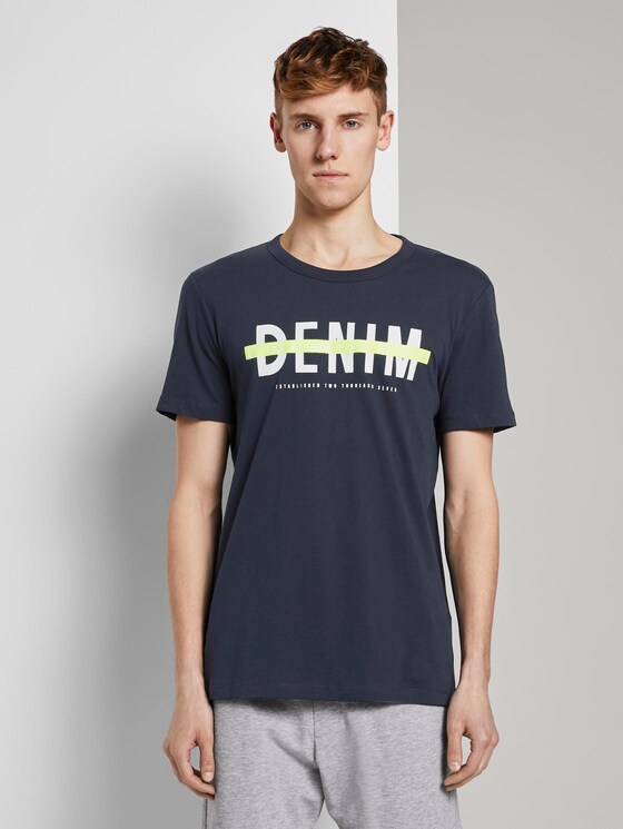 T-Shirt mit Schrift-Print - Männer - Sky Captain Blue T-Shirt mit Schrift-Print - Männer - Sky Captain Blue - 1 - TOM TAILOR Denim