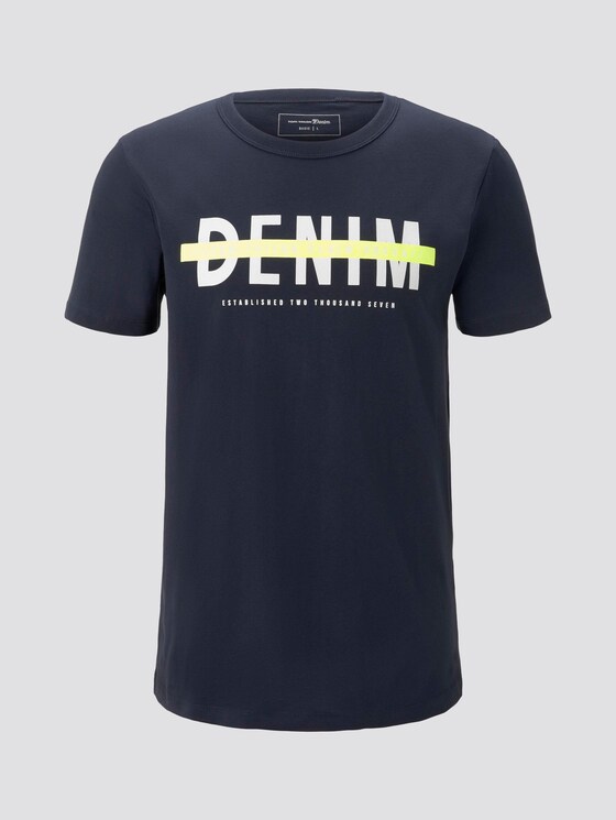 T-Shirt mit Schrift-Print - Männer - Sky Captain Blue T-Shirt mit Schrift-Print - Männer - Sky Captain Blue - 7 - TOM TAILOR Denim