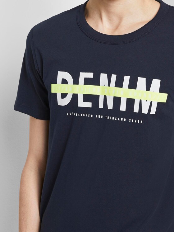 T-Shirt mit Schrift-Print - Männer - Sky Captain Blue T-Shirt mit Schrift-Print - Männer - Sky Captain Blue - 9 - TOM TAILOR Denim