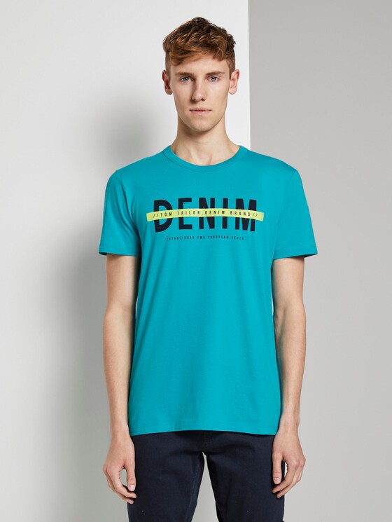 T-Shirt mit Schrift-Print - Männer - curacao blue T-Shirt mit Schrift-Print - Männer - curacao blue - 1 - TOM TAILOR Denim