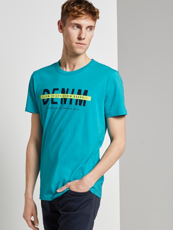 T-Shirt mit Schrift-Print - Männer - curacao blue T-Shirt mit Schrift-Print - Männer - curacao blue - 5 - TOM TAILOR Denim