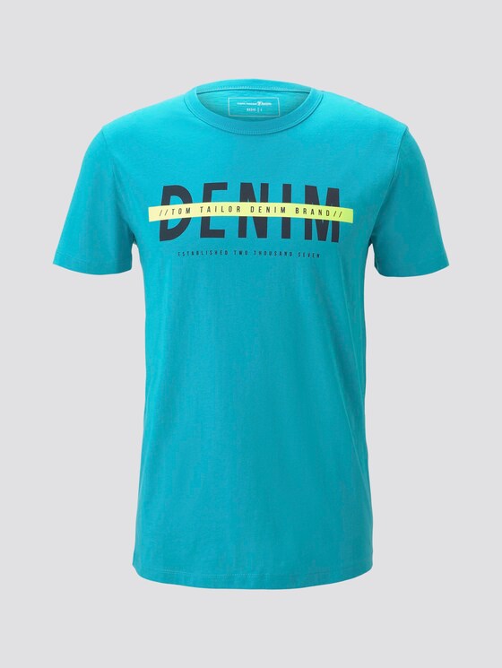 T-Shirt mit Schrift-Print - Männer - curacao blue T-Shirt mit Schrift-Print - Männer - curacao blue - 7 - TOM TAILOR Denim