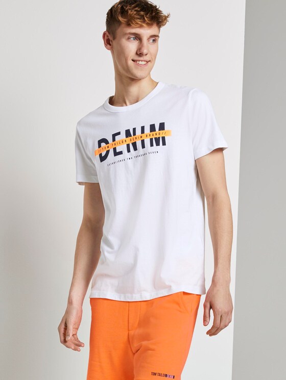 T-Shirt mit Schrift-Print - Männer - White T-Shirt mit Schrift-Print - Männer - White - 5 - TOM TAILOR Denim