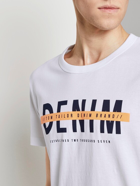 T-Shirt mit Schrift-Print - Männer - White T-Shirt mit Schrift-Print - Männer - White - 9 - TOM TAILOR Denim