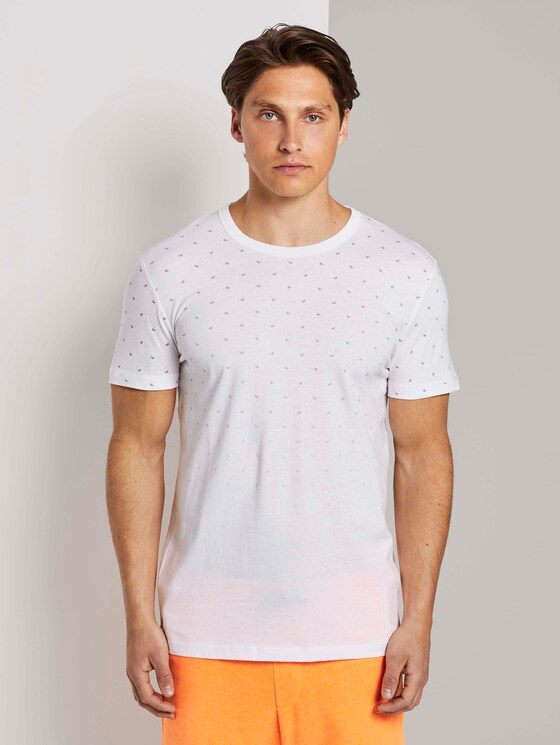 Gemustertes T-Shirt - Männer - white small wave print Gemustertes T-Shirt - Männer - white small wave print - 1 - TOM TAILOR Denim