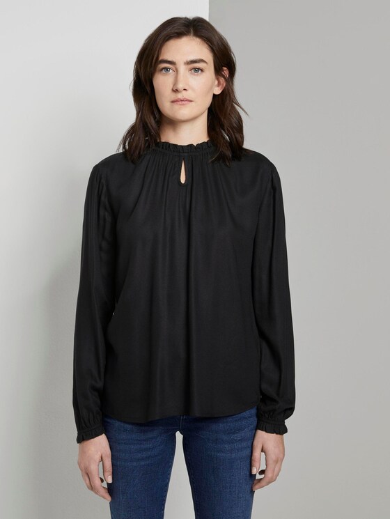 Bluse mit Raffung - Frauen - Deep Black Bluse mit Raffung - Frauen - Deep Black - 1 - TOM TAILOR