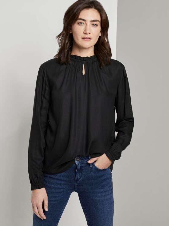 Bluse mit Raffung - Frauen - Deep Black Bluse mit Raffung - Frauen - Deep Black - 5 - TOM TAILOR