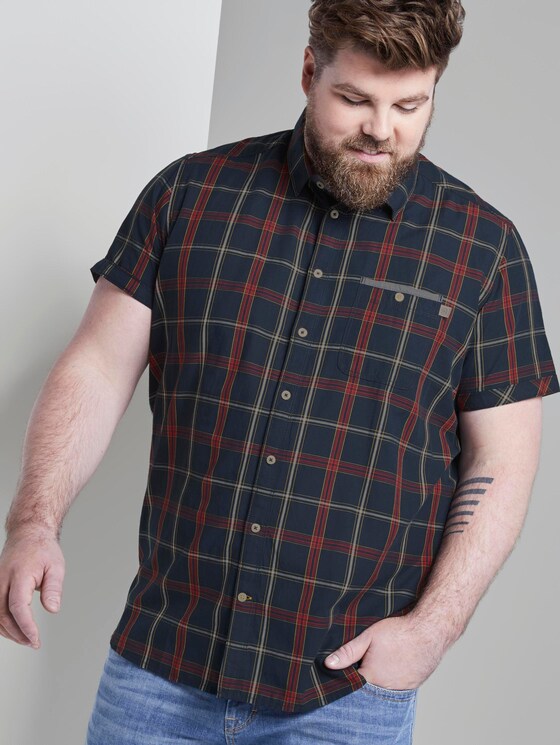 Kariertes Kurzarmhemd - Männer - navy red big check Kariertes Kurzarmhemd - Männer - navy red big check - 5 - Men Plus