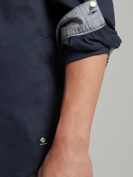 Hemd mit Turn-Ups und Brusttasche - Männer - navy dobby structure Hemd mit Turn-Ups und Brusttasche - Männer - navy dobby structure - 10 - TOM TAILOR Denim