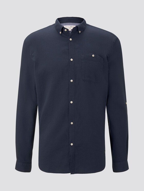 Hemd mit Turn-Ups und Brusttasche - Männer - navy dobby structure Hemd mit Turn-Ups und Brusttasche - Männer - navy dobby structure - 7 - TOM TAILOR Denim