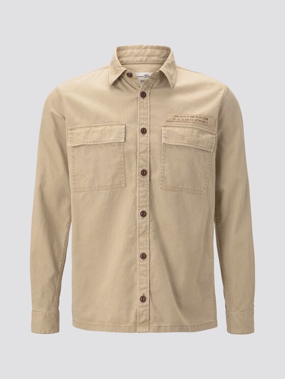 Lockere Hemdjacke mit Brusttaschen - Männer - Smoked Beige Lockere Hemdjacke mit Brusttaschen - Männer - Smoked Beige - 7 - TOM TAILOR Denim