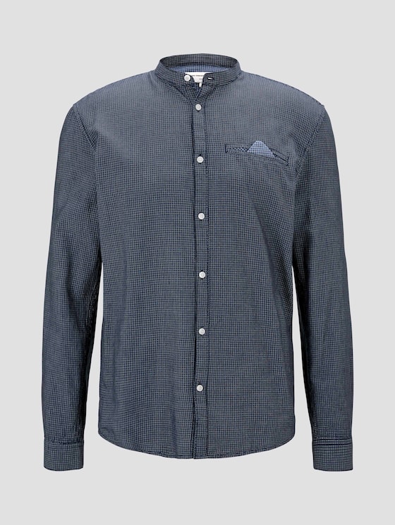 Gemustertes Hemd mit kurzem Stehkragen - Männer - blue mini jaquard pattern Gemustertes Hemd mit kurzem Stehkragen - Männer - blue mini jaquard pattern - 7 - TOM TAILOR Denim
