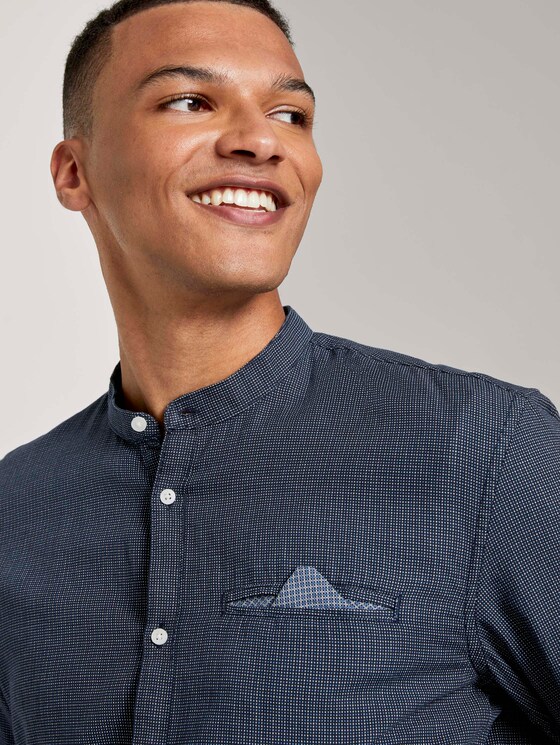 Gemustertes Hemd mit kurzem Stehkragen - Männer - blue mini jaquard pattern Gemustertes Hemd mit kurzem Stehkragen - Männer - blue mini jaquard pattern - 9 - TOM TAILOR Denim