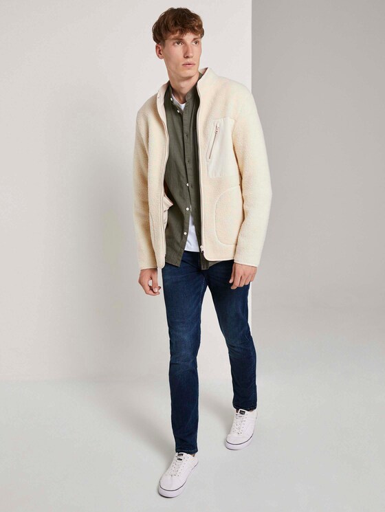 Gemustertes Hemd mit kurzem Stehkragen - Männer - olive mini jaquard pattern Gemustertes Hemd mit kurzem Stehkragen - Männer - olive mini jaquard pattern - 3 - TOM TAILOR Denim