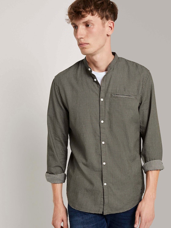 Gemustertes Hemd mit kurzem Stehkragen - Männer - olive mini jaquard pattern Gemustertes Hemd mit kurzem Stehkragen - Männer - olive mini jaquard pattern - 5 - TOM TAILOR Denim