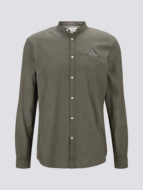 Gemustertes Hemd mit kurzem Stehkragen - Männer - olive mini jaquard pattern Gemustertes Hemd mit kurzem Stehkragen - Männer - olive mini jaquard pattern - 7 - TOM TAILOR Denim
