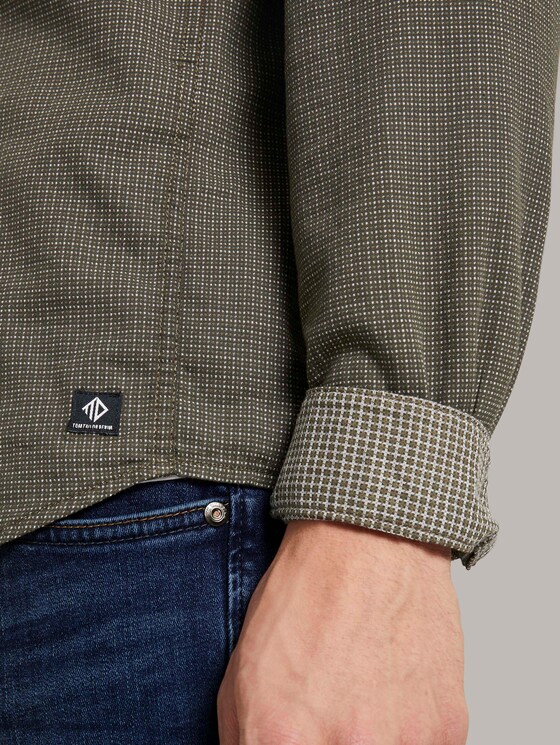 Gemustertes Hemd mit kurzem Stehkragen - Männer - olive mini jaquard pattern Gemustertes Hemd mit kurzem Stehkragen - Männer - olive mini jaquard pattern - 9 - TOM TAILOR Denim