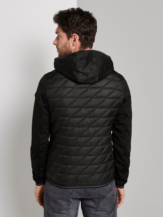 Hybrid-Steppjacke mit Kapuze - Männer - Black Hybrid-Steppjacke mit Kapuze - Männer - Black - 2 - TOM TAILOR