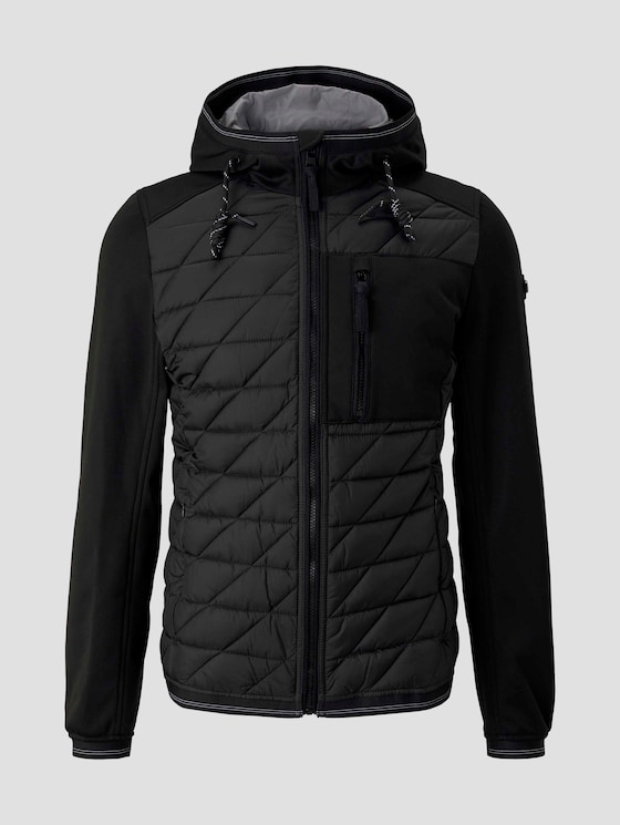 Hybrid-Steppjacke mit Kapuze - Männer - Black Hybrid-Steppjacke mit Kapuze - Männer - Black - 7 - TOM TAILOR