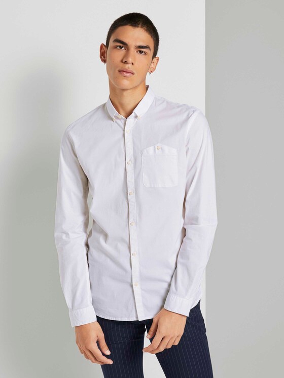 Shirt with a chest pocket - Men - White Shirt with a chest pocket - Men - White - 1 - TOM TAILOR Denim