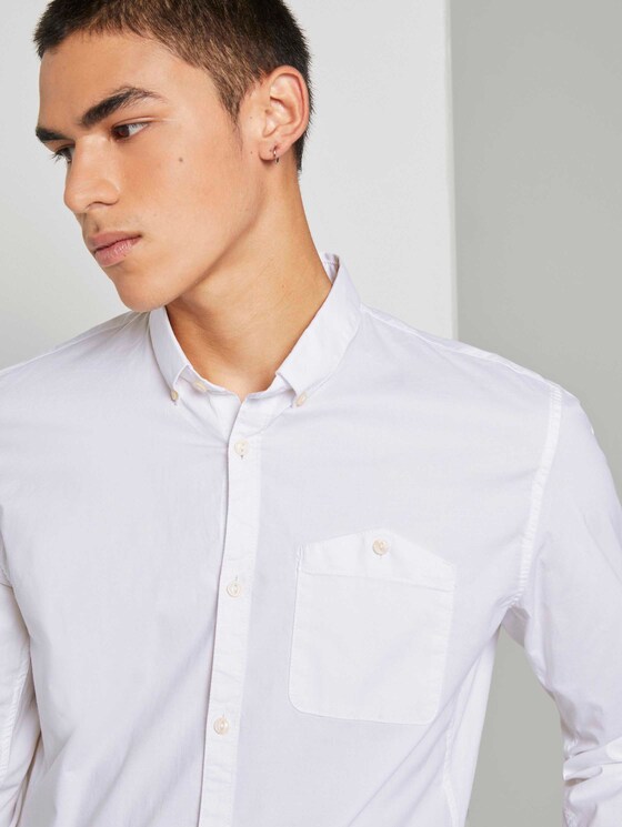 Shirt with a chest pocket - Men - White Shirt with a chest pocket - Men - White - 9 - TOM TAILOR Denim