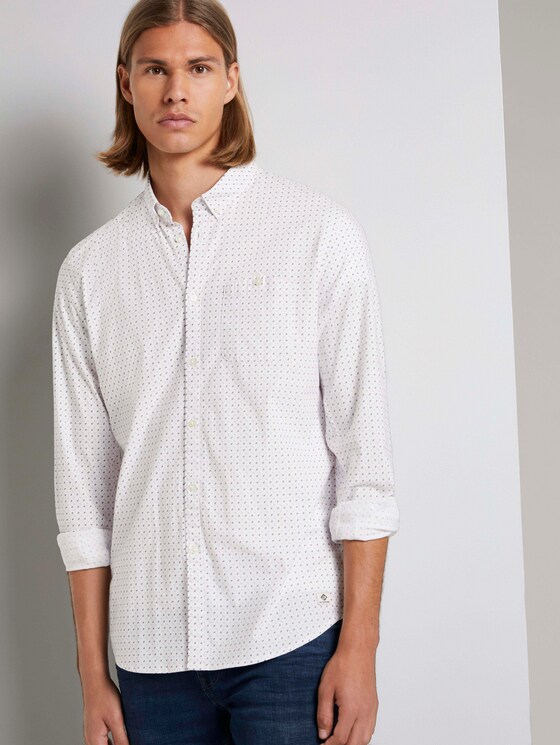 Gemustertes Hemd mit Stretch-Anteil - Männer - white twisted element print Gemustertes Hemd mit Stretch-Anteil - Männer - white twisted element print - 5 - TOM TAILOR Denim