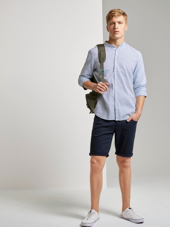 Gemustertes Stehkragen-Hemd mit 3/4-Arm - Männer - blue filled triangle print Gemustertes Stehkragen-Hemd mit 3/4-Arm - Männer - blue filled triangle print - 3 - TOM TAILOR Denim