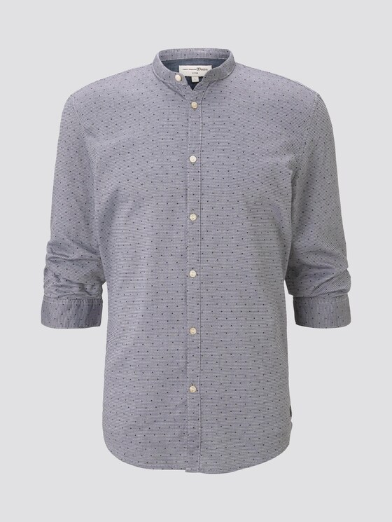 Patterned shirt with a stand-up collar and 3/4 sleeves - Men - navy filled triangle print Patterned shirt with a stand-up collar and 3/4 sleeves - Men - navy filled triangle print - 7 - TOM TAILOR Denim