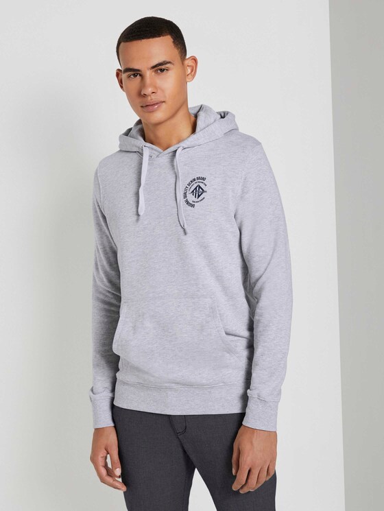 Hoodie mit Print - Männer - Light Stone Grey Melange Hoodie mit Print - Männer - Light Stone Grey Melange - 1 - TOM TAILOR Denim