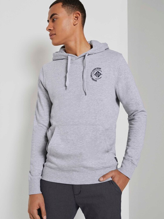 Hoodie mit Print - Männer - Light Stone Grey Melange Hoodie mit Print - Männer - Light Stone Grey Melange - 5 - TOM TAILOR Denim