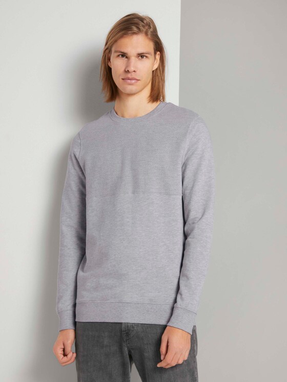 Sweatshirt mit Stepp-Struktur - Männer - Light Stone Grey Melange Sweatshirt mit Stepp-Struktur - Männer - Light Stone Grey Melange - 1 - TOM TAILOR Denim