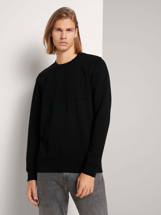 Sweatshirt met stappenstructuur - Mannen - Black Sweatshirt met stappenstructuur - Mannen - Black - 1 - TOM TAILOR Denim