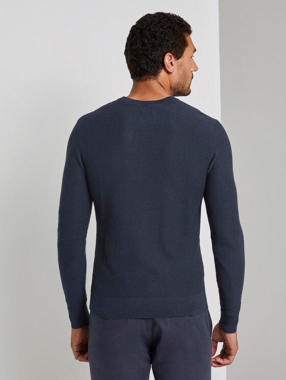 Pullover mit Streifenstruktur - Männer - Dark Blue Pullover mit Streifenstruktur - Männer - Dark Blue - 2 - TOM TAILOR