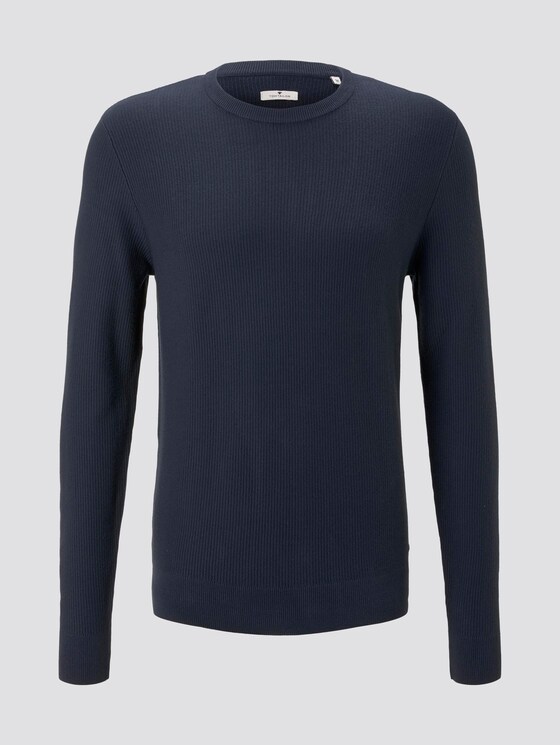 Pullover mit Streifenstruktur - Männer - Dark Blue Pullover mit Streifenstruktur - Männer - Dark Blue - 7 - TOM TAILOR