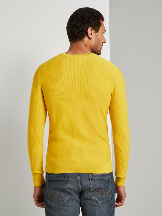 Pullover mit Streifenstruktur - Männer - Californian Yellow Pullover mit Streifenstruktur - Männer - Californian Yellow - 2 - TOM TAILOR